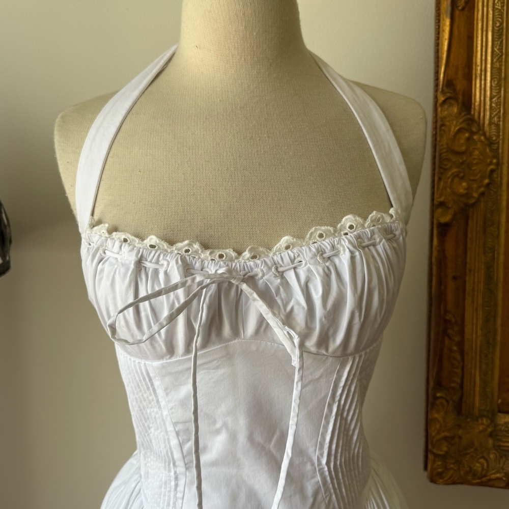 House of CB ADABELLA- White Cotton Halter Dress - Picture 5 of 11